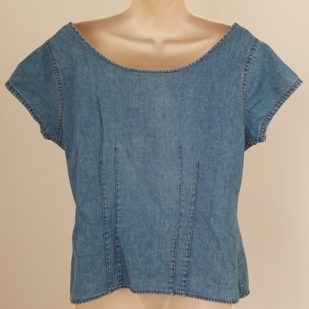 NY Line Denim Blue Jean Tank Top 100% Cotton - Picture 3 of 7